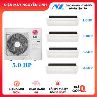 Combo Máy Lạnh Âm Trần Multi LG Inverter 5.0HP | 1 Dàn Nóng + 4 Dàn Lạnh (1.0HP + 1.0HP + 1.5HP + 2.5HP)