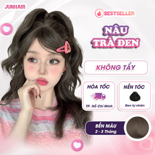 Thuốc nhuộm tóc màu Nâu Thuốc nhuộm tóc màu Nâu Trà Đen, Không Tẩy Junhair, tặng kèm oxi trợ