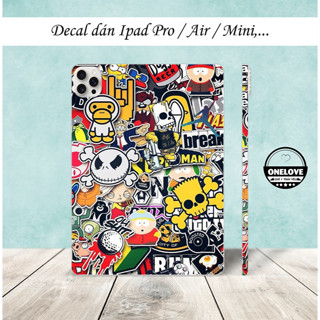Miếng dán skin chống xước cho IPAD in hình Sticker Cute, các dòng Ipad Mini , Pro , Gen , Air ,...in hình tự chọn