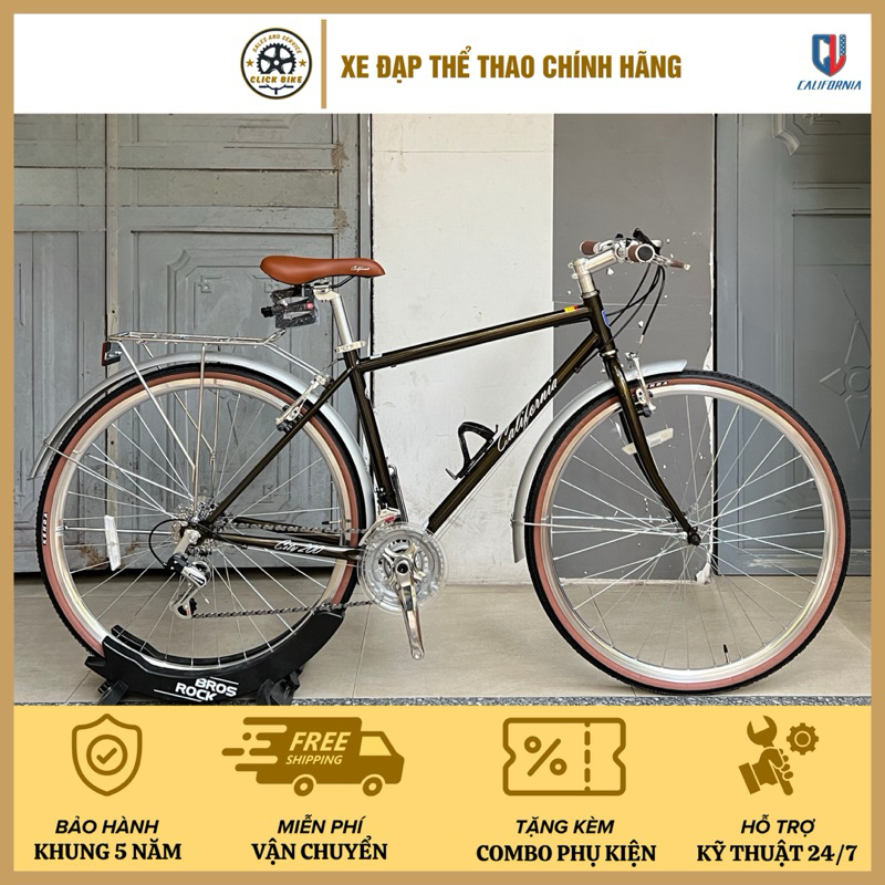 Xe đạp vintage California City 200 2026 - Dáng vintage cổ điển, Đề số Shimano chính hãng 3x7 cấp độ