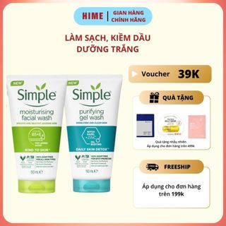  Sữa Rửa Mặt Simple Refreshing Facial Wash 150ml Mẫu Mới- Dịu Nhẹ Cho Da Dầu Mụn Nhạy Cảm 