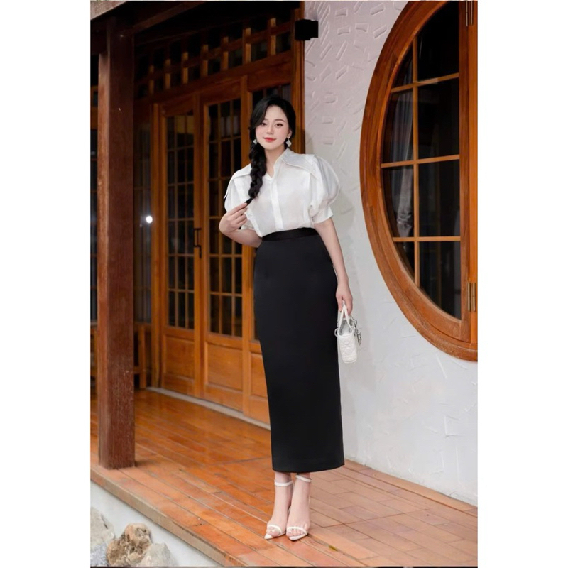 PHIÊN BẢN MỚI Chân Váy Suông Dáng Dài  90cm xẻ tà sau, chân váy xuông dài cải tiến tôn dáng, có xẻ t