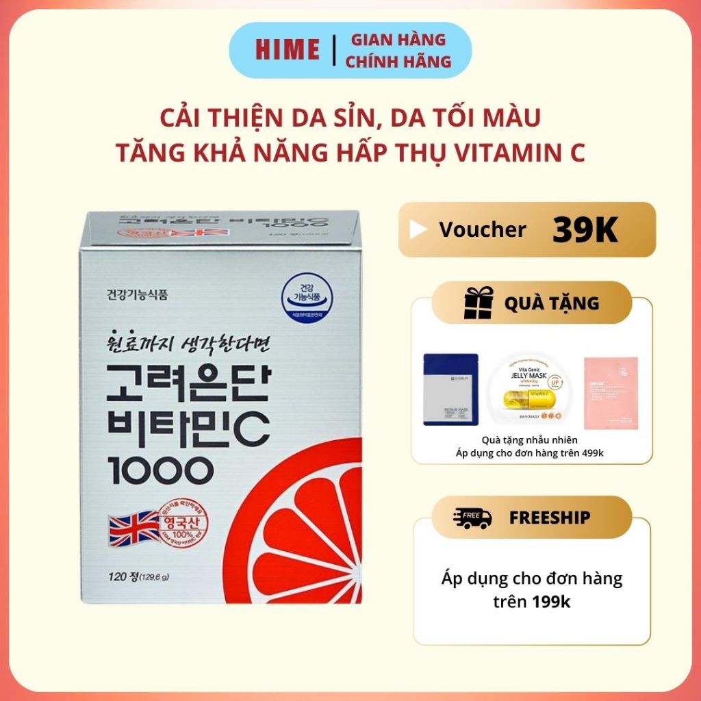 Viên uống Eundan Vitamin C 1000mg Vitamin C 1000mg Sáng Da, Mờ Thâm 120 viên