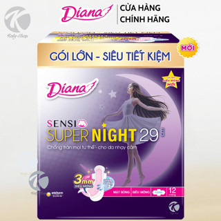 Băng Vệ Sinh Diana Ban Đêm Super Night Siêu Mỏng Chống Tràn 29cm (12 miếng)
