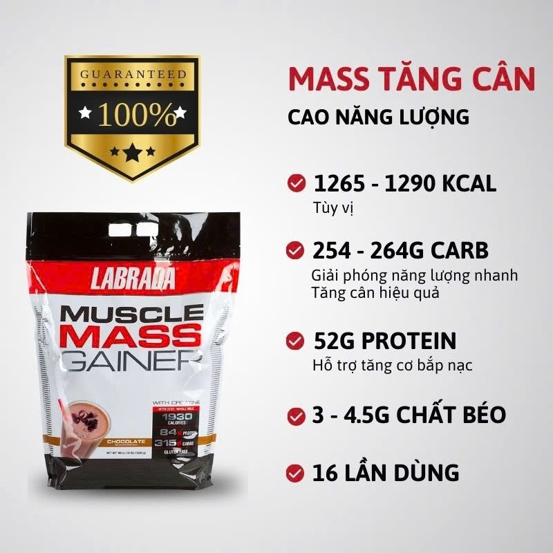Tăng Cân Nhanh Muscle Mass Gainer Gói Dùng Thử Tiện Lợi