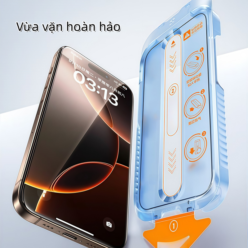 Cường Lực iphone Tự Dán tự hút bụi cho iPhone 17 16 15 14 13 12 11 Pro Max