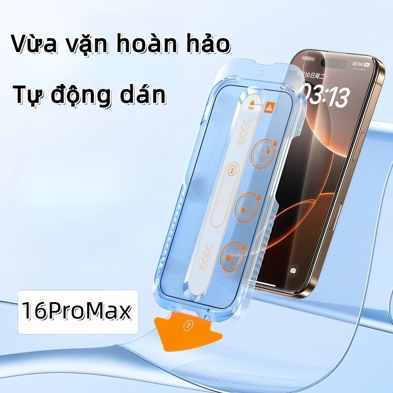 【VẬN CHUYỂN NHANH】Kính Cường Lực Full Màn và Tự Dán Blue Arrow Che Bụi cho iPhone 17 16 15 14 13 12 11 Pro Max