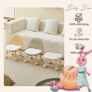  Ghế Đẩu Ngồi Nhỏ Ghế Ròng Rọc Cho Bé Ghế Tựa Lưng Acrylic Có Bánh Xe Thiết Kế Nệm Ngồi Da PU Mềm Mại 