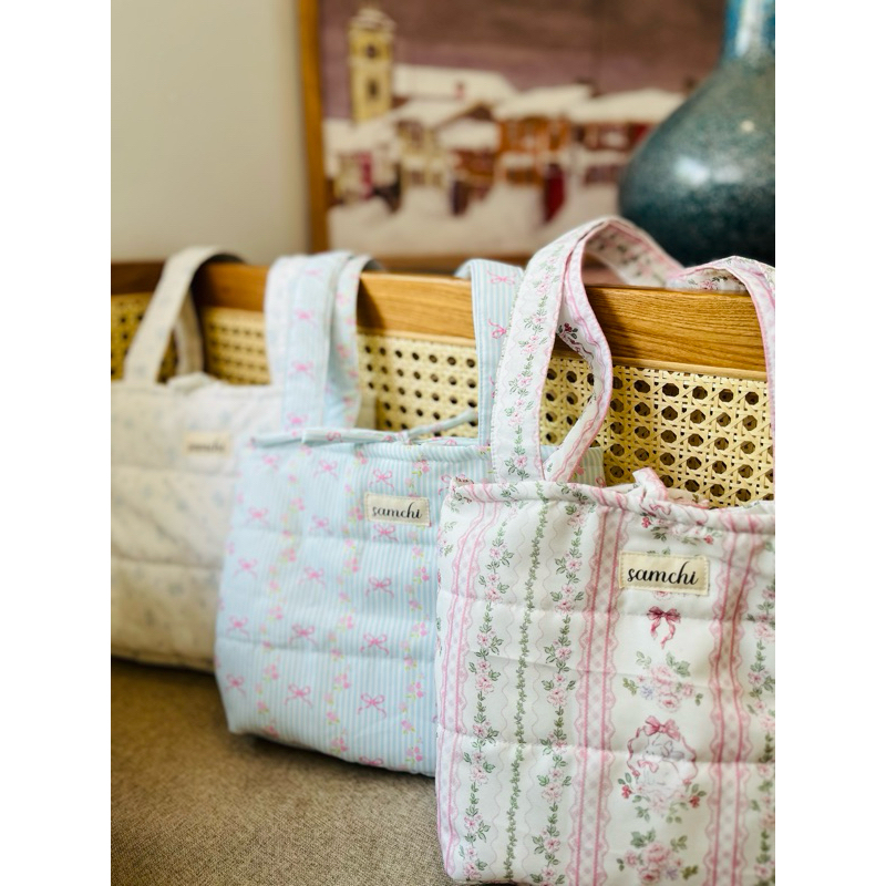 [Samchi handmade] Túi tote chần bông mini size hoa nhí dễ thương Vintage/Cottage/Coquette