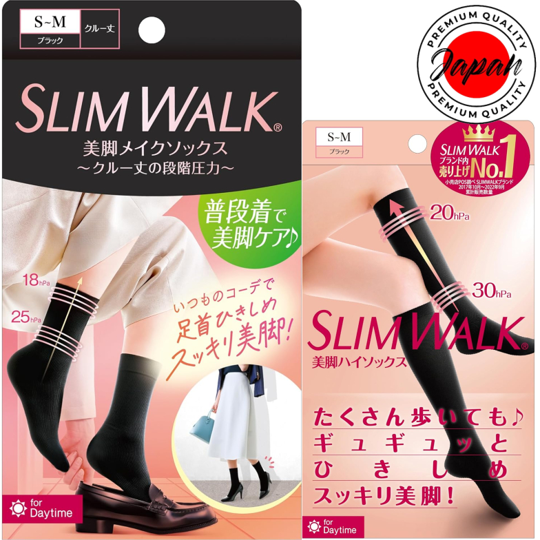 SLIM WALK Beautiful Legs Makeup Socks Crew Length/Beautiful Legs High Socks Compression SLIMWALK 100