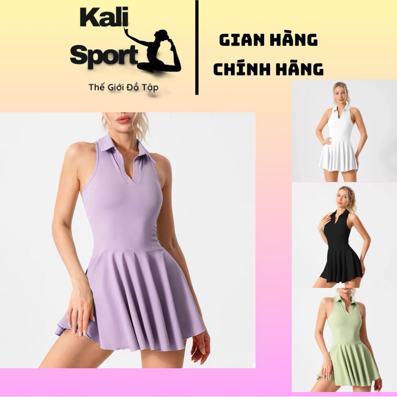 [HÀNG ĐẶT TRƯỚC] KALI SPORT Váy Thể Thao Nữ Tenis Pickleball Cầu Lông Dáng Ngắn Cổ Sơ Mi Tay Cộc Váy