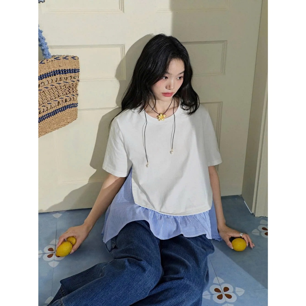 [SẴN S] Áo phông cổ tròn xếp lớp Kuose