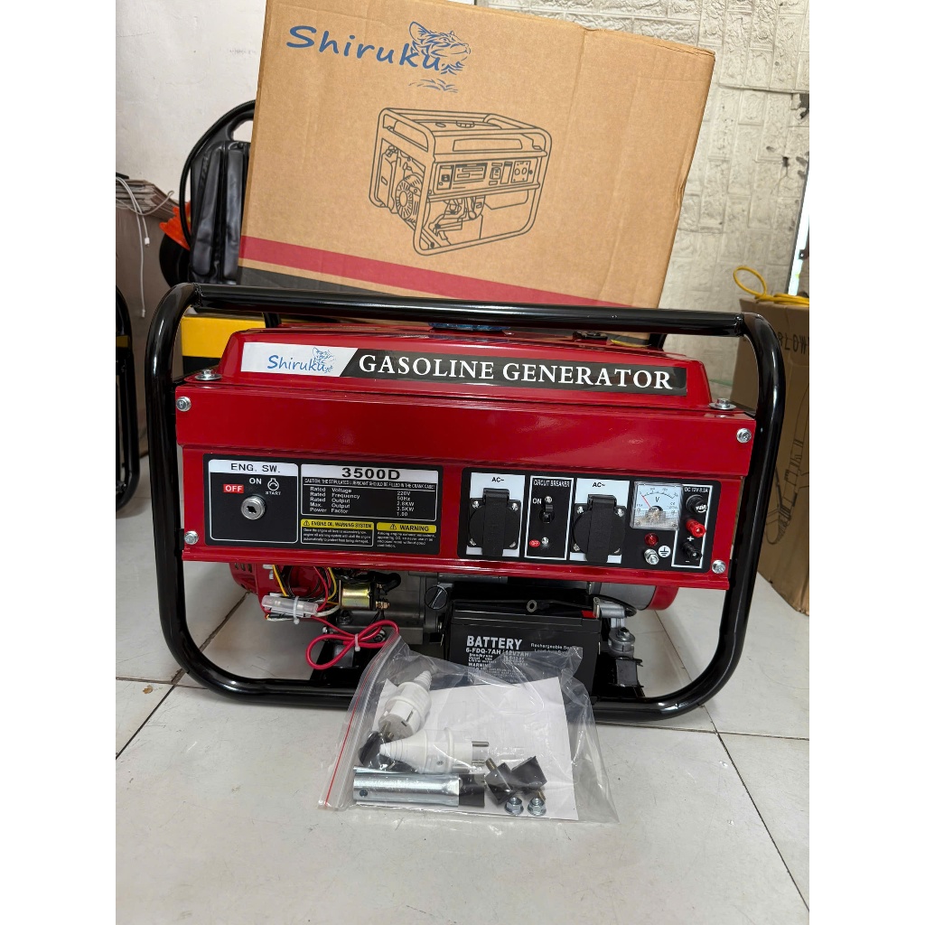  Máy phát điện SHIRUKU 3.5kw-5,5kw có đề giật nổ chạy êm chạy được điều hòa động cơ  chuẩn lõi đồng 