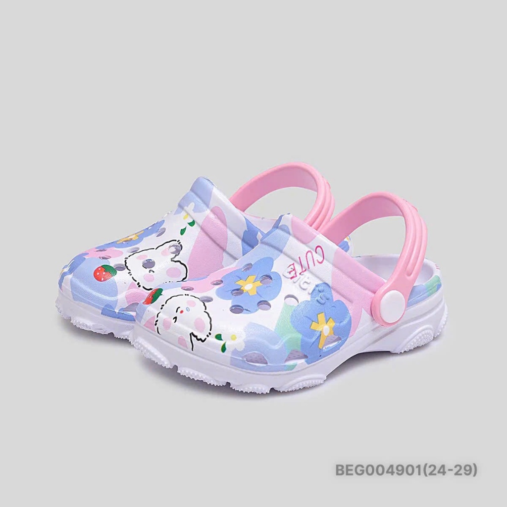 BITIS | Sục nhựa bé gái size 24-29 | Dép quai hậu trẻ em siêu nhẹ chống nước in hình BEG004901