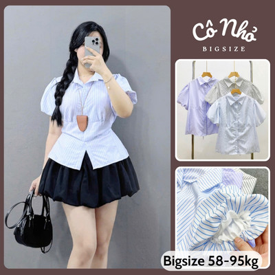 Áo Sơ Mi Bigsize Nữ Somi Kiểu Thắt Eo Tay Bồng Dễ Thương Vải Mềm Mát Chubby SM189