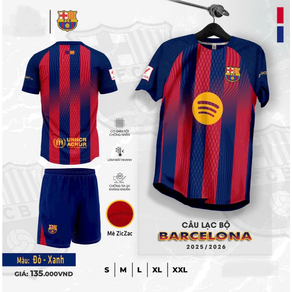 Bộ Quần Áo Đá Banh CLB FCB BARCA  SỌC 2025 - 26