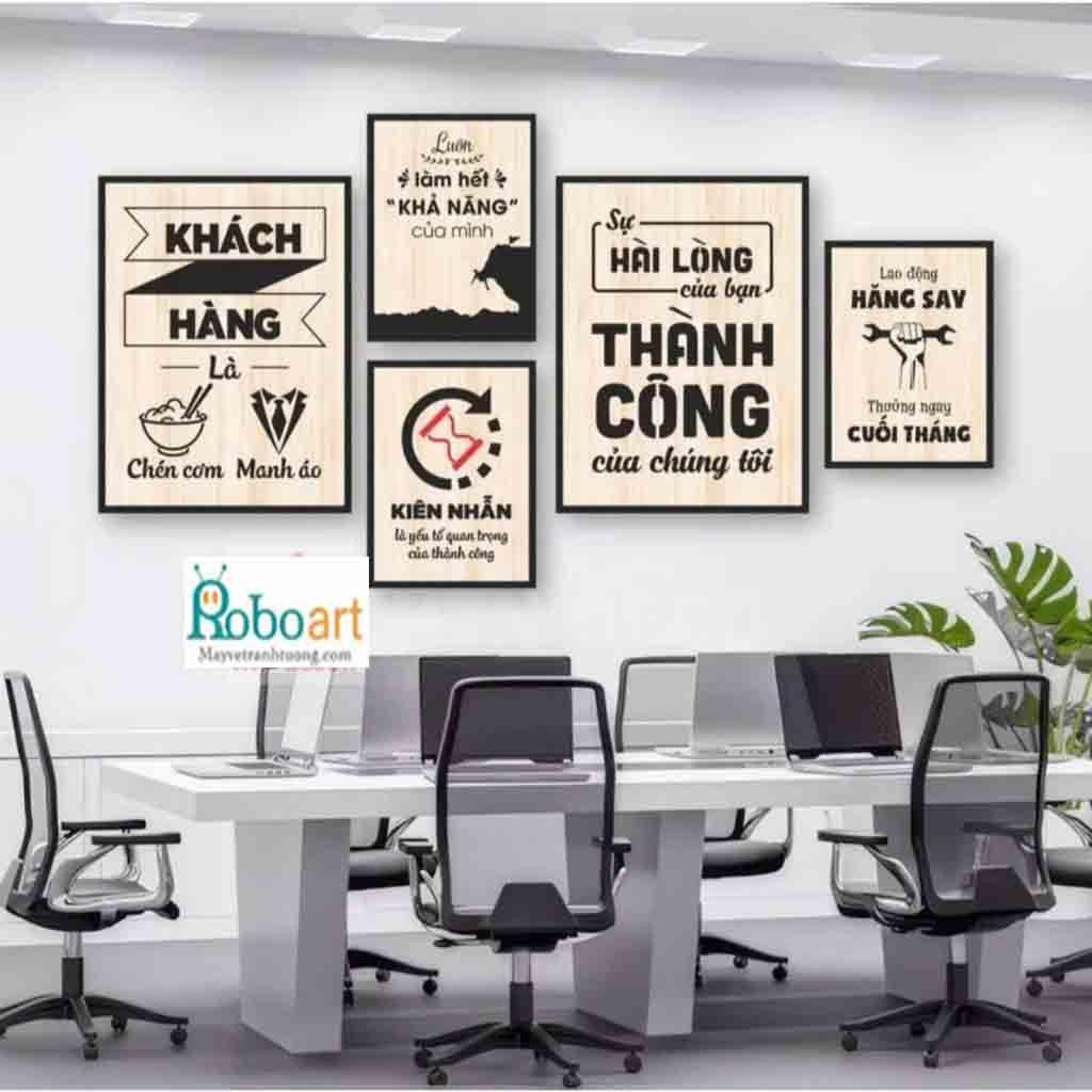 Bộ 5 Tranh khẩu hiệu động lực/Tranh truyền cảm hứng làm việc/Tranh slogan dán tường/Tranh văn phòng