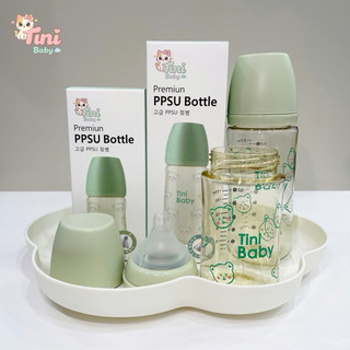 Bình sữa cho bé Tini Baby PPSU cao cấp họa tiết xinh xắn size 170ml/270ml