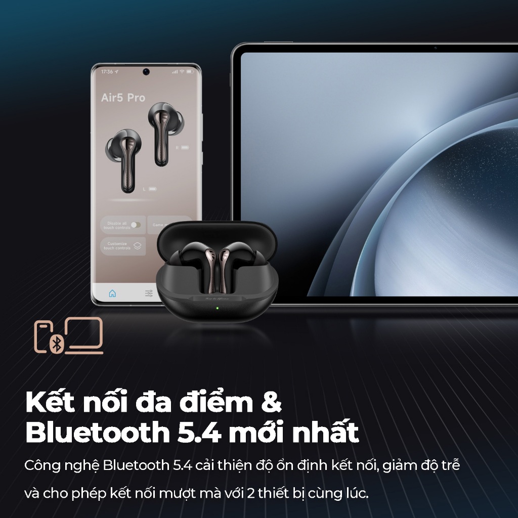 Tai nghe True Wireless SoundPEATS Air5 Pro ANC 55dB | LDAC Le Audio | APTX Lossless Bluetooth 5.4 | BigBuy360 - bigbuy360.vn