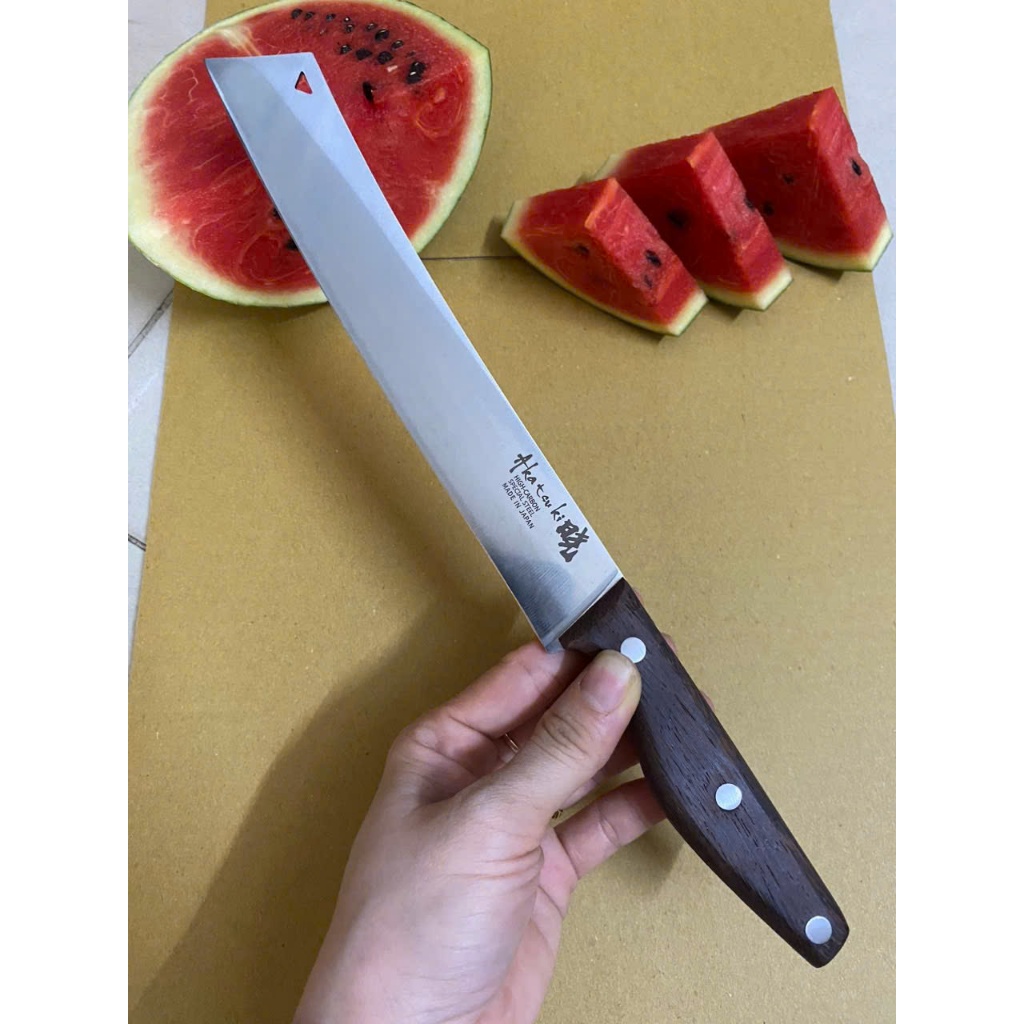 Dao bổ dưa hấu hàng Nhật dài 32cm, cán gỗ bản mỏng