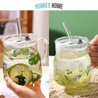 Cốc thủy tinh có nắp Tulip chịu nhiệt tốt in hình dễ thương