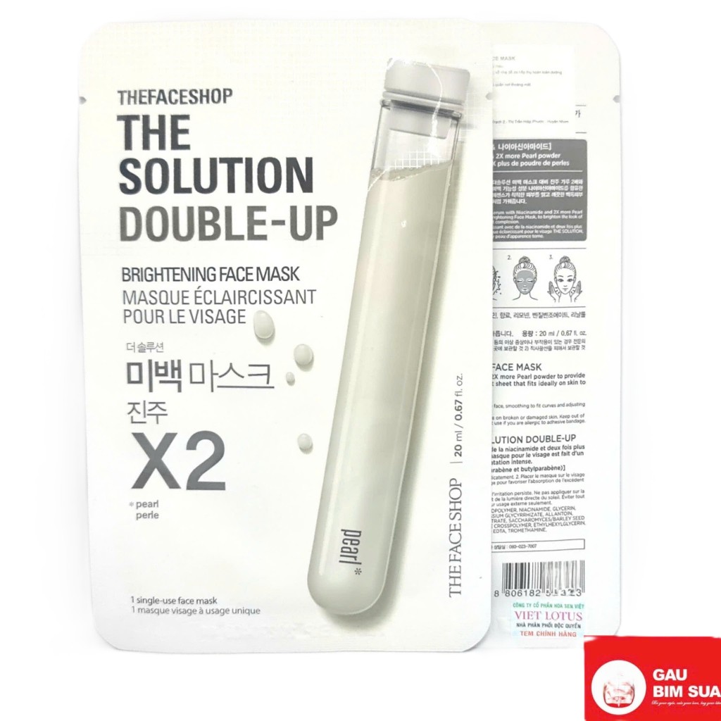 Combo 5 miếng Mặt nạ giấy cấp ẩm dưỡng trắng da THE FACE SHOP THE SOLUTION BRIGHTENING MASK