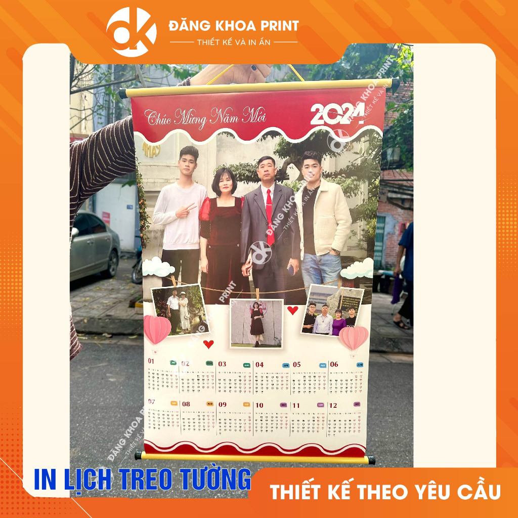 In lịch 2026 treo tường nẹp ống sáo cho cá nhân, gia đình, lịch cho bé, in lịch treo tường cho doanh