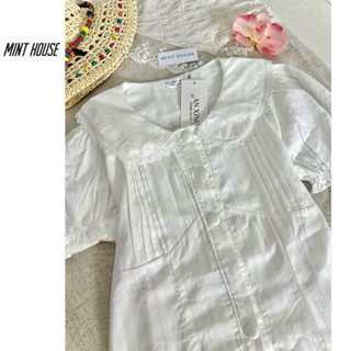 [MÃ A4] ÁO KIỂU NỮ TRẮNG NGẮN TAY VINTAGE, CỔ PHỐI REN CHẤT THÔ BOI THÊU