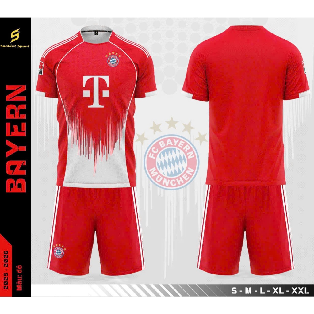 Quần áo Đá Banh CLB Bayern Đỏ Đô