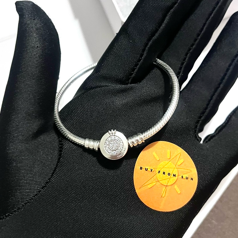 CHÍNH HÃNG - Pandora Moments Snake Chain Bracelet (Crown O Clasp, Silver Sterling) Vòng/lắc tay bạc 
