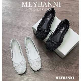 [Chân Gầy Lùi 1 Size] Giày Búp Bê Ren Hoa Nổi MEYBANNI Kết Hợp Nơ Siêu Xinh - C472