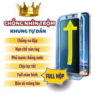 Kính Cường Lực iPhone Tự Dán Chống Nhìn Trộm FULL HỘP VÀNG iPhone 16 Promax 15/14/13/12/11/8/7 Pro/Plus/Promax/Xs/Xr