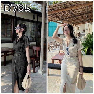 D785 (TÁO ĐỎ BIGSIZE 55-90KG) ĐẦM BIGSIZE ĐẦM CỔ SƠ MI KIỂU 2 TÚI DÁNG DÀI + THẮT LƯNG DÂY NỊT