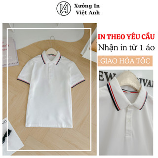 Áo thun polo Việt Anh, áo thun trơn cổ trụ cá sấu poly phối 3 sọc co giãn 4 chiều mềm mịn mát giá rẻ
