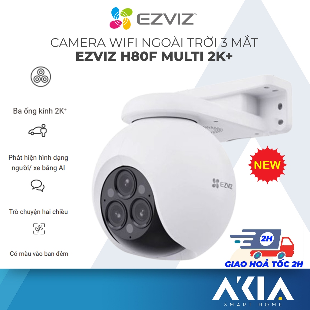 Camera 3 mắt Ezviz H80F 2K+ 4MP x3, quay màu ban đêm, theo dõi người/ phương tiện, đàm thoại 2 chiều