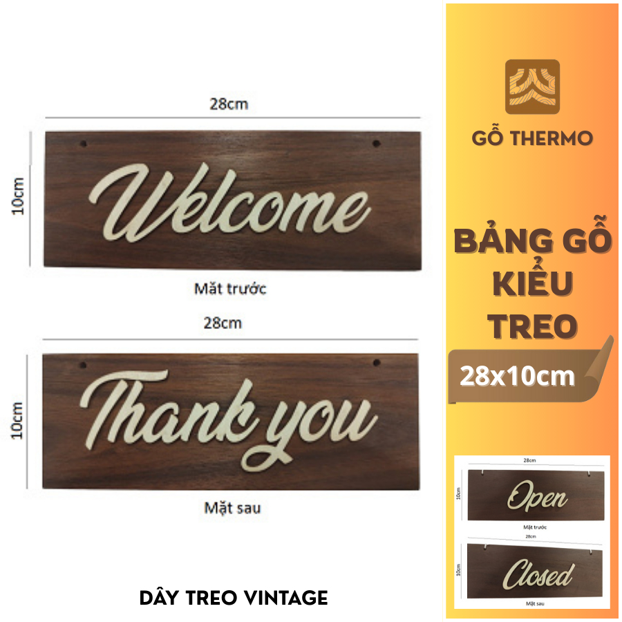 Bảng gỗ treo cửa trang trí, bảng gỗ handmade, kèm dây treo xinh xắn Vintage, biển gỗ treo tường
