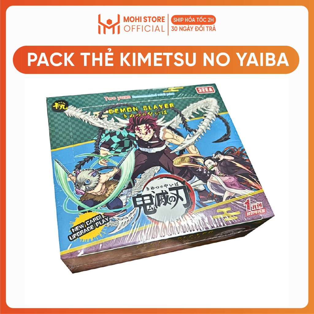 [NEW UPGRADE] Pack thẻ Kimetsu No Yaiba diệt quỷ ( 32 Pack 1 hộp - 1 Pack có 5 thẻ ) - dài 14 - cao 