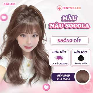  Thuốc nhuộm tóc màu Nâu thuốc nhuộm tóc màu Nâu Socola Không Tẩy JunHair tặng kèm oxi trợ dưỡng bao trai mũ trùm bịt 