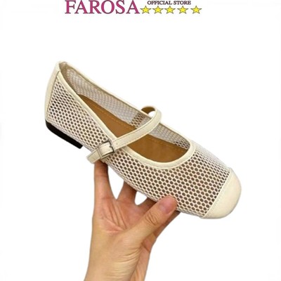 Giày đế bằng búp bê nữ da lưới thoáng FAROSA - TH135 giày hài phối da mũi giày lên cực hót trend