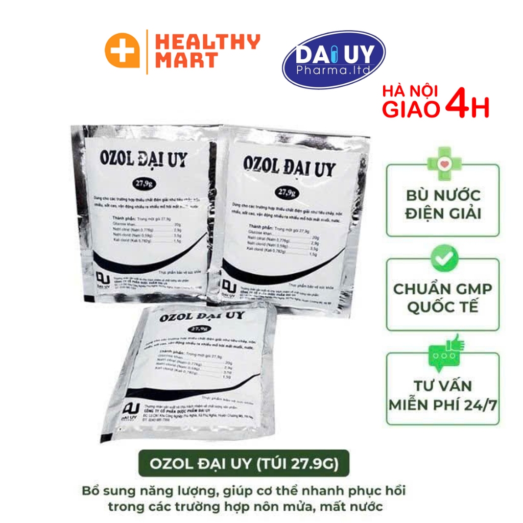 ✔️Set 50 gói Ozol Đại Uy - Bù Muối Điện Giải Oresol Trắng 27.9g, Nước Orezol Pha 1 Lít, Chuẩn GMP
