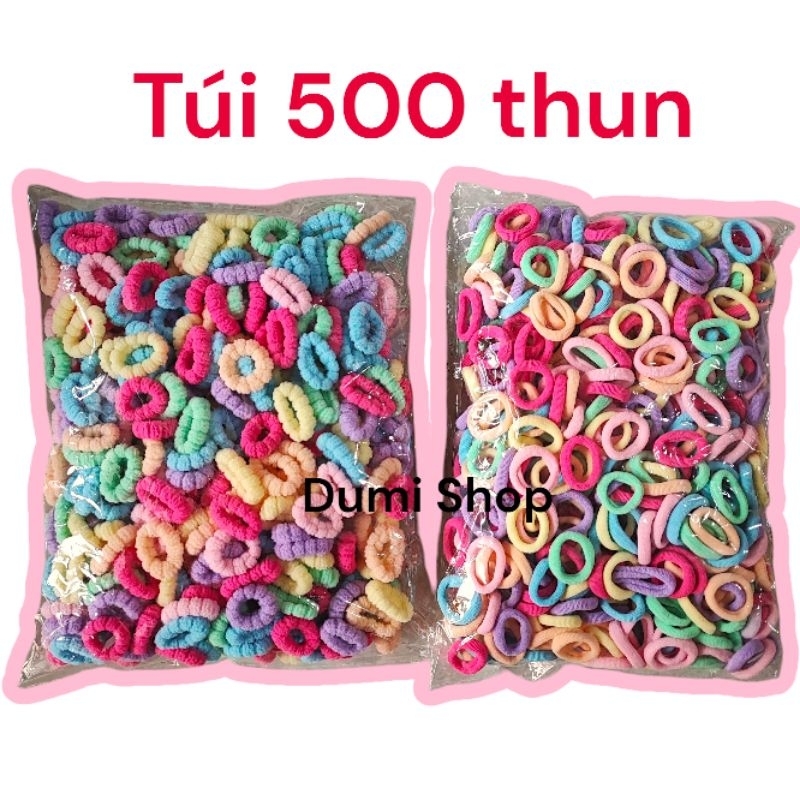 Túi 500 Thun Cột Tóc Bọc Vải Cho Bé Không Đau Không Đứt Tóc Nhiều Tông Màu Dumi Shop