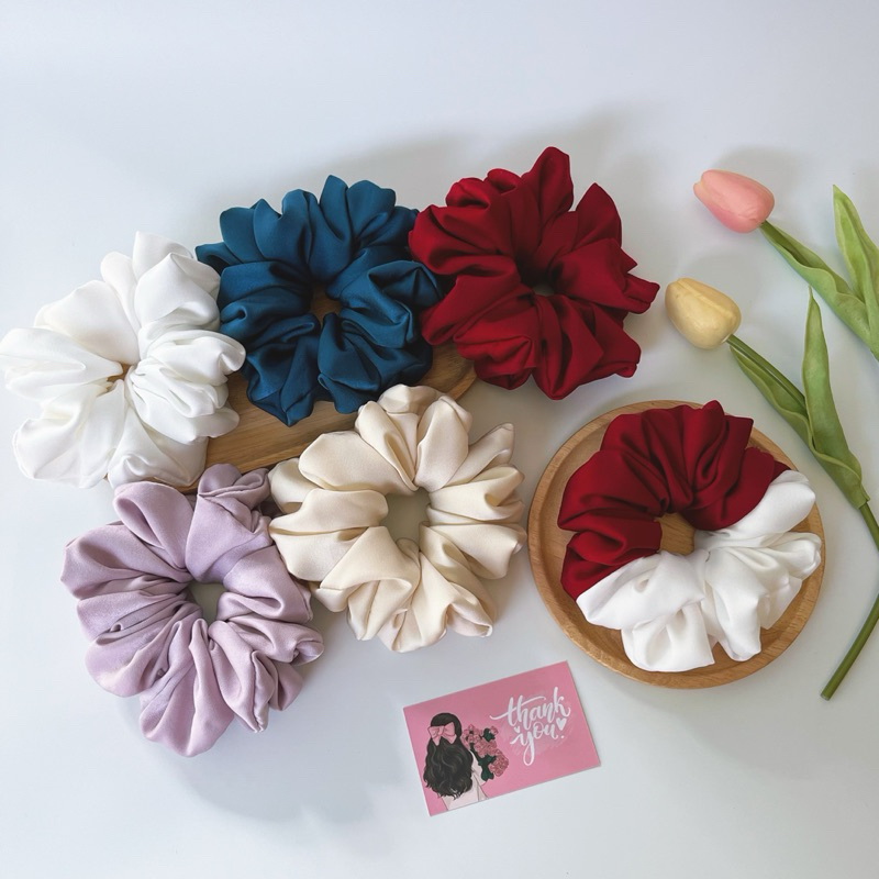 Dây buộc tóc Scrunchies size to vải lụa mềm xinh