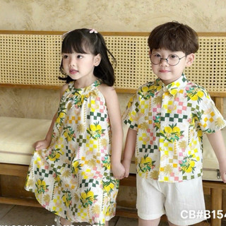  Bộ Cộc Tay Cho Bé Bộ Đũi Bé Trai Và Váy Yếm Bé Gái Chanh Vàng Mềm Mát Từ 10 - 26kg 