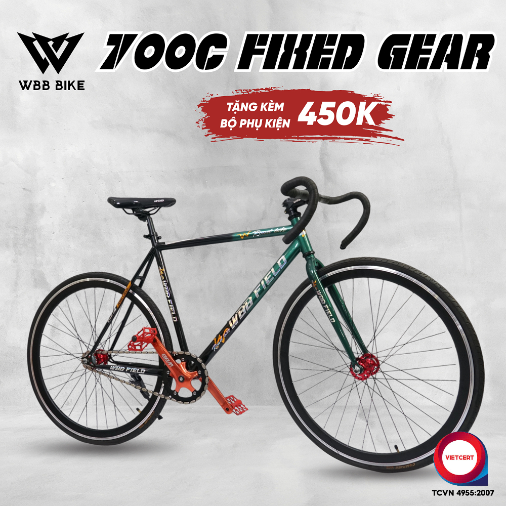 Xe Đạp Thể Thao WBB 700C FIXED GEAR Lốp 700C Bánh Lớn Phiên Bản Khung Thép Carbon Chịu Lực MS6