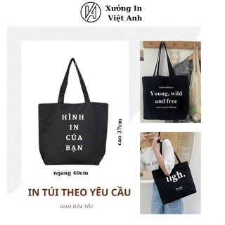 Túi xách vải canvas đen Việt Anh - in logo theo yêu cầu, giá rẻ, chất lượng