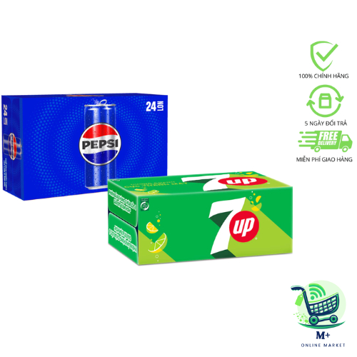 Combo ngày sale 1 Thùng Pepsi & 1 Thùng 24 Lon 7Up 320ml/lon