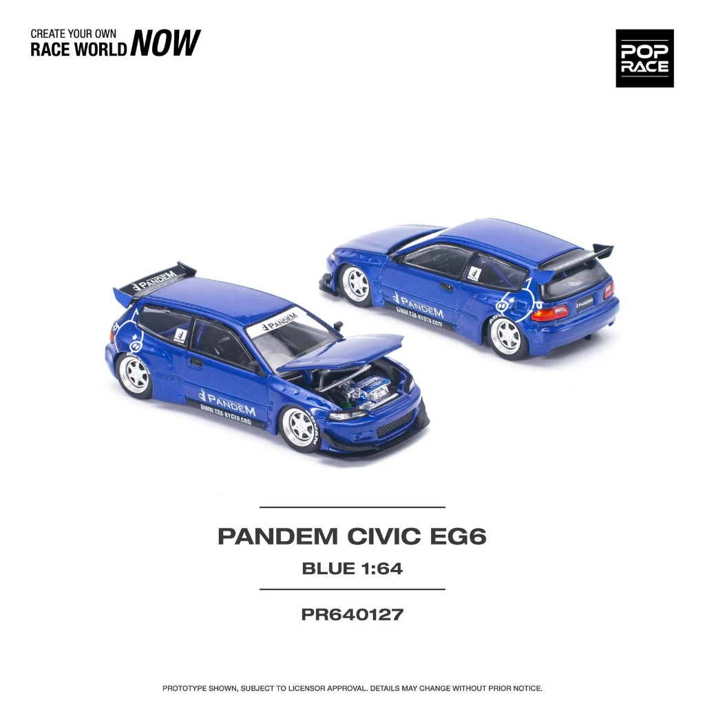 MÔ HÌNH 1:64 POP RACE - PANDEM CIVIC EG6 v1.5 METALLIC BLUE