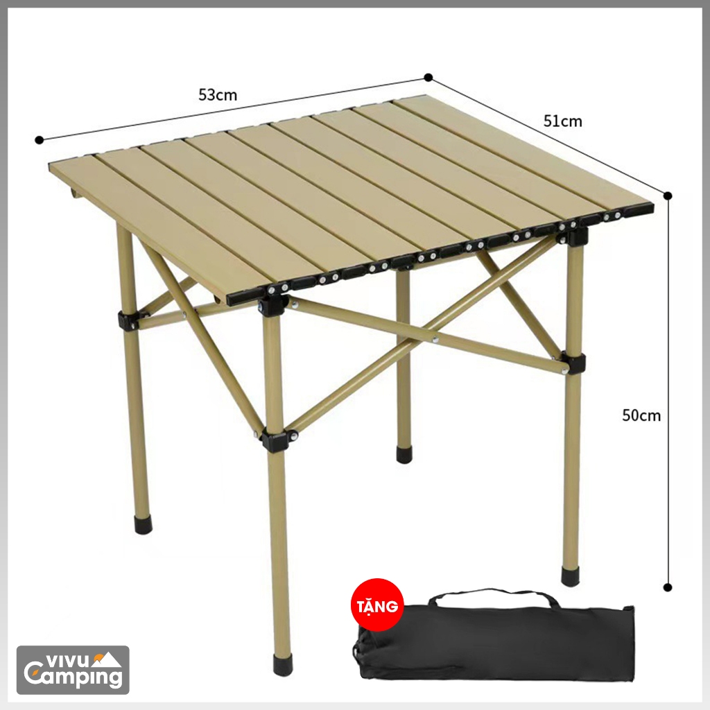 Bàn gấp gọn camping, bàn dã ngoại cắm trại ngoài trời, bàn xếp gấp gọn du lịch bằng hợp kim cacbon