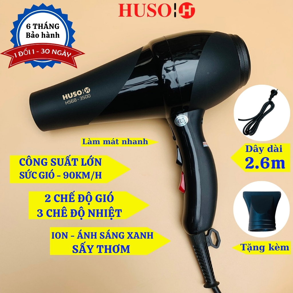 Máy sấy tóc công suất lớn - HUSO - máy sấy HS68-3500,nóng lạnh,2 tốc độ gió,3 chế độ nhiệt