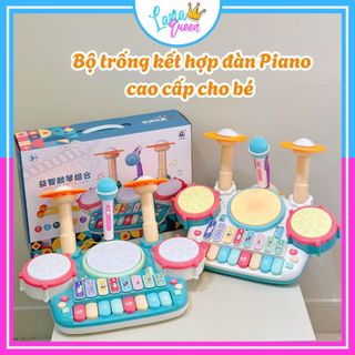  Đồ chơi trống kết hợp phím đàn piano kèm mic hát cho bé là bộ đồ chơi nhạc cụ giáo dục sớm cho bé từ 18 tháng - 5 t 